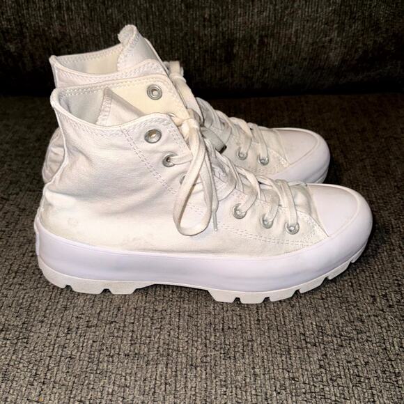 Converse Chuck Taylor All Star Lugged Heel Shoes Women 8 White High-Top Sneakers - Picture 4 of 7